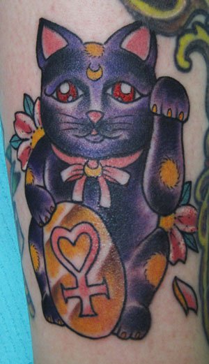 Its Luna from Sailor Moon as a japanese Lucky Cat, with the sign for Venus 